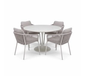 AVH-Collectie Joshua Flair dining tuinset 5-delig latte 120xH75cm