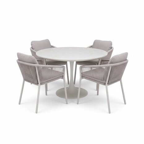 AVH-Collectie Joshua Flair dining tuinset 5-delig latte 120xH75cm