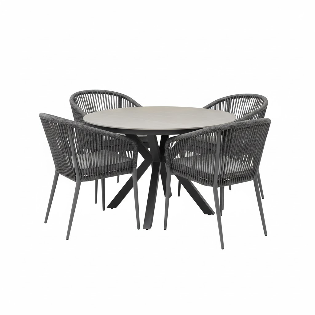 AVH-Collectie Lissabon Samantha dining tuinset 120xH75cm antraciet