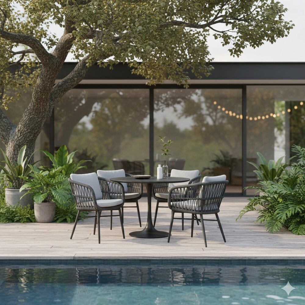 AVH-Collectie Arezzo Flair dining tuinset 5-delig antraciet 120xH75cm AVH-Collectie Arezzo Flair dining tuinset 5-delig antraciet 120xH75cm