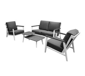 AVH-Collectie Showroommodel Albina stoel bank loungeset 4 delig aluminium wit AVH-Collectie Showroommodel Albina stoel bank loungeset 4 delig aluminium wit
