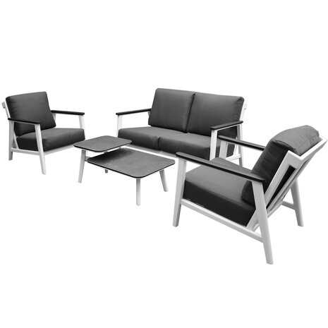 AVH-Collectie Showroommodel Albina stoel bank loungeset 4 delig aluminium wit AVH-Collectie Showroommodel Albina stoel bank loungeset 4 delig aluminium wit