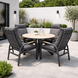 AVH-Collectie Quincy Kota dining tuinset 120xH75 cm rond 5 delig verstelbaar polywood