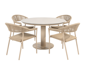 4 Seasons Outdoor Sarah Sienna dining tuinset 120xH75 cm 5 delig latte keramiek Taste 4SO