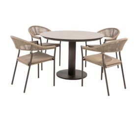 4 Seasons Outdoor Sarah Sienna dining tuinset 120xH75 cm 5 delig terre keramiek Taste 4SO
