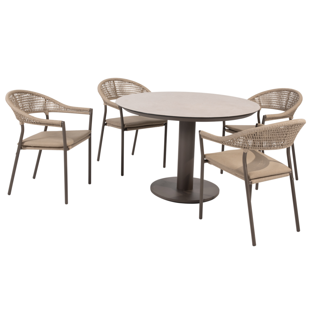 4 Seasons Outdoor Sarah Sienna dining tuinset 120xH75 cm 5 delig terre keramiek Taste 4SO