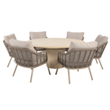 4 Seasons Outdoor Hampton Puglia low dining tuinset 160xH69 cm 7 delig mortex latte Taste 4SO