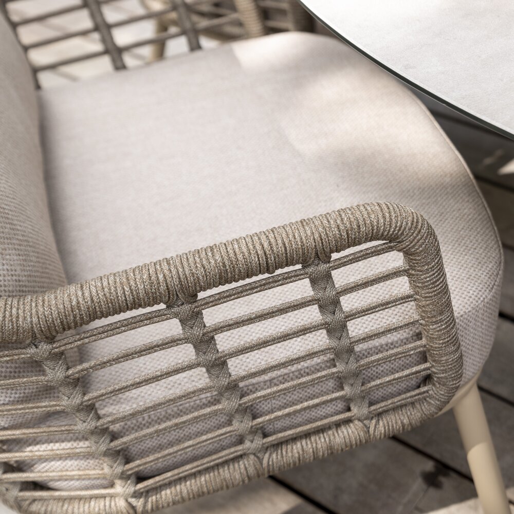 4 Seasons Outdoor Hampton Puglia low dining tuinset 160xH69 cm 7 delig mortex latte Taste 4SO