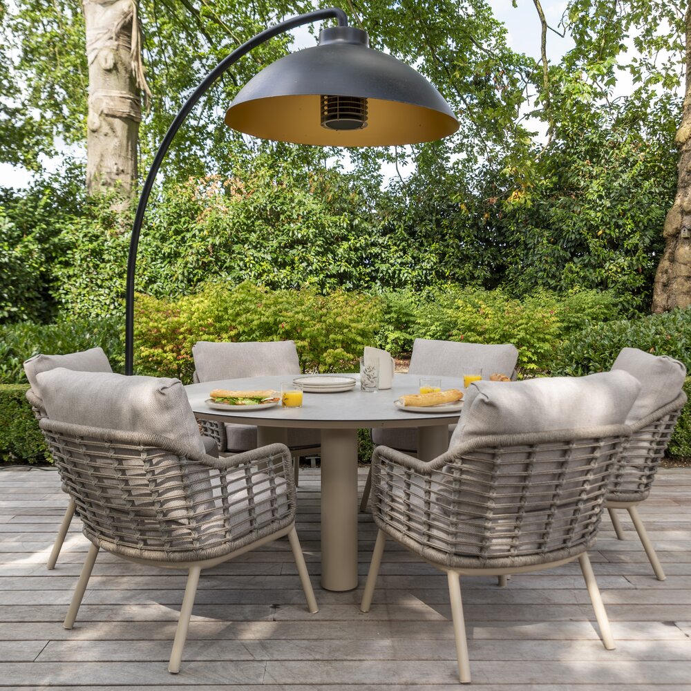 4 Seasons Outdoor Hampton Puglia low dining tuinset 160xH69 cm 7 delig mortex latte Taste 4SO
