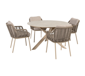 4 Seasons Outdoor Prado Puglia dining tuinset 130xH75 cm 5 delig keramiek latte Taste 4SO