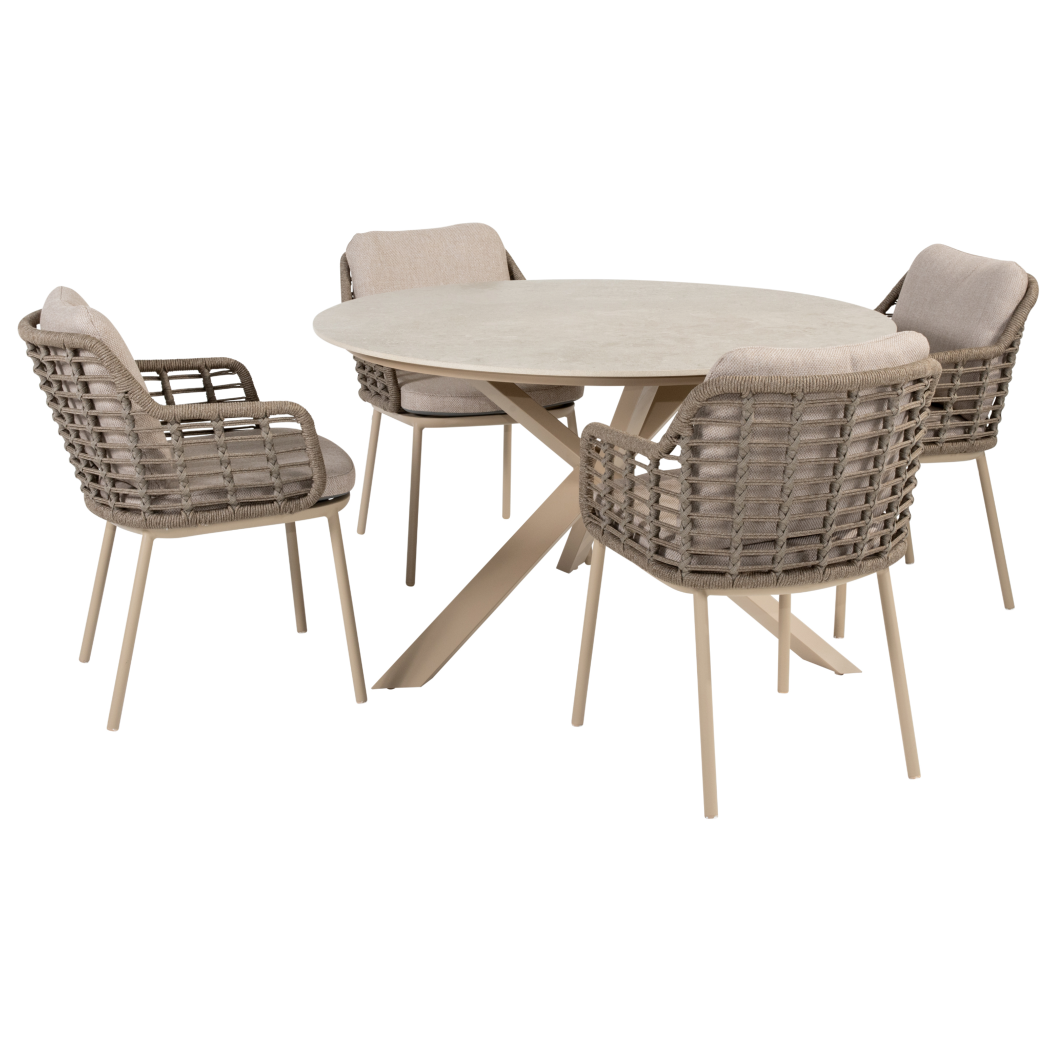 4 Seasons Outdoor Prado Puglia dining tuinset 130xH75 cm 5 delig keramiek latte Taste 4SO