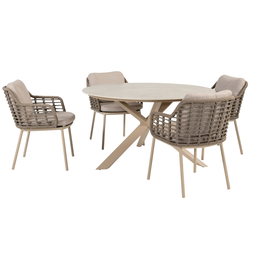 4 Seasons Outdoor Prado Puglia dining tuinset 130xH75 cm 5 delig keramiek latte Taste 4SO