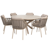 4 Seasons Outdoor Prado Puglia dining tuinset 160xH75 cm 7 delig keramiek latte Taste 4SO