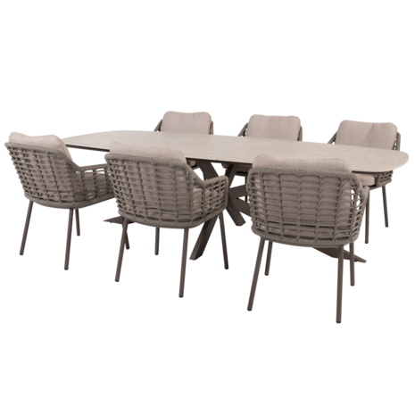4 Seasons Outdoor Prado Puglia dining tuinset 240x105xH75 cm 7 delig keramiek terre Taste 4SO