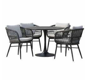 AVH-Collectie Arezzo Flair dining tuinset 5-delig antraciet 120xH75cm