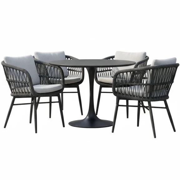 AVH-Collectie Arezzo Flair dining tuinset 5-delig antraciet 120xH75cm