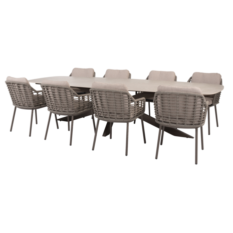4 Seasons Outdoor Prado Puglia dining tuinset 300x110xH75 cm 9 delig keramiek terre Taste 4SO