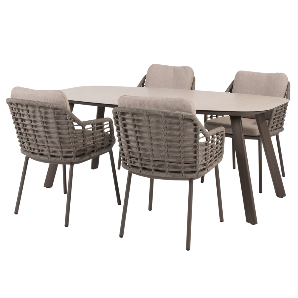 4 Seasons Outdoor Manolo Puglia dining tuinset 180x95xH75 cm 5 delig keramiek terre Taste 4SO 4 Seasons Outdoor Manolo Puglia dining tuinset 180x95xH75 cm 5 delig keramiek terre Taste 4SO
