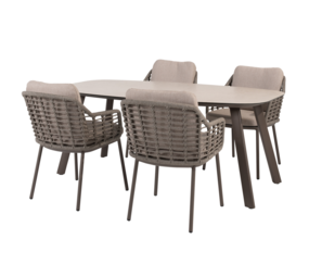 4 Seasons Outdoor Manolo Puglia dining tuinset 180x95xH75 cm 5 delig keramiek terre Taste 4SO 4 Seasons Outdoor Manolo Puglia dining tuinset 180x95xH75 cm 5 delig keramiek terre Taste 4SO