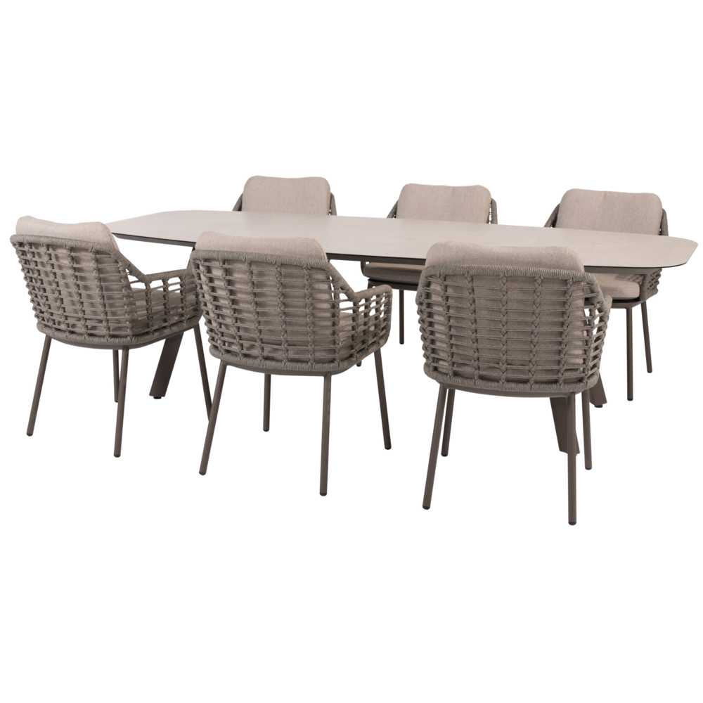 4 Seasons Outdoor Manolo Puglia dining tuinset 240x103xH75 cm 7 delig keramiek terre Taste 4SO