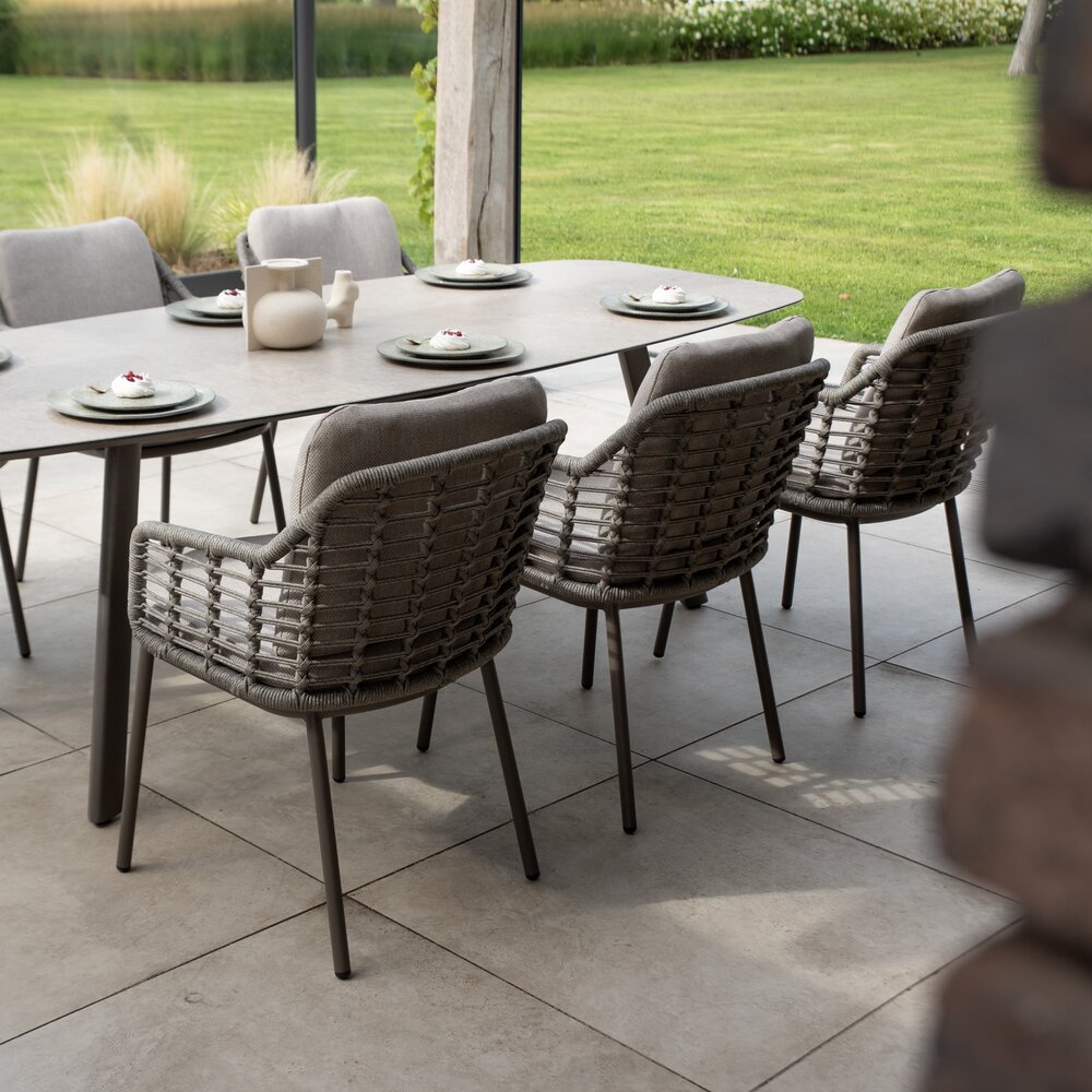 4 Seasons Outdoor Manolo Puglia dining tuinset 240x103xH75 cm 7 delig keramiek terre Taste 4SO