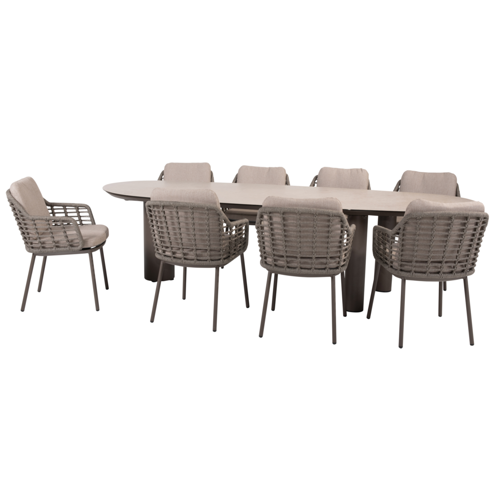 4 Seasons Outdoor Denia Puglia dining tuinset 290x110xH75 cm 9 delig keramiek terre Taste 4SO
