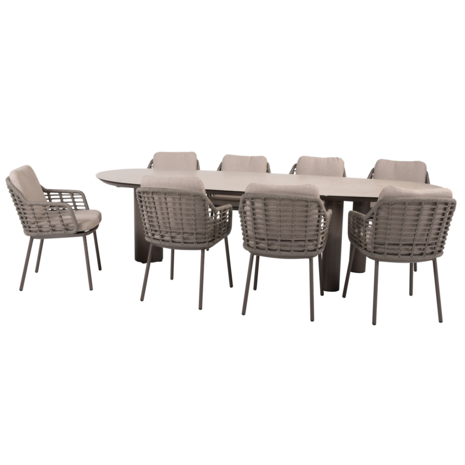 4 Seasons Outdoor Denia Puglia dining tuinset 290x110xH75 cm 9 delig keramiek terre Taste 4SO