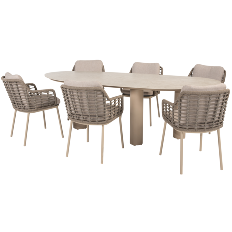 4 Seasons Outdoor Estate Puglia dining tuinset 240x105xH75 cm 7 delig keramiek latte Taste 4SO 4 Seasons Outdoor Estate Puglia dining tuinset 240x105xH75 cm 7 delig keramiek latte Taste 4SO