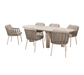 4 Seasons Outdoor Denia Puglia dining tuinset 240x105xH75 cm 7 delig keramiek latte Taste 4SO 4 Seasons Outdoor Denia Puglia dining tuinset 240x105xH75 cm 7 delig keramiek latte Taste 4SO