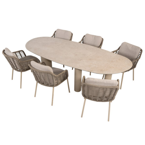 4 Seasons Outdoor Denia Puglia dining tuinset 240x105xH75 cm 7 delig keramiek latte Taste 4SO 4 Seasons Outdoor Denia Puglia dining tuinset 240x105xH75 cm 7 delig keramiek latte Taste 4SO