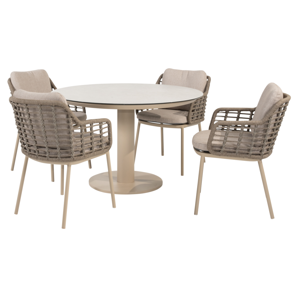 4 Seasons Outdoor Sarah Puglia dining tuinset 120xH75 cm 5 delig keramiek latte Taste 4SO