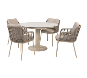 4 Seasons Outdoor Sarah Puglia dining tuinset 120xH75 cm 5 delig keramiek latte Taste 4SO