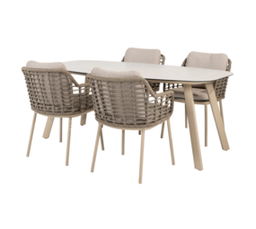 4 Seasons Outdoor Manolo Puglia dining tuinset 180x95xH75 cm 5 delig keramiek latte Taste 4SO 4 Seasons Outdoor Manolo Puglia dining tuinset 180x95xH75 cm 5 delig keramiek latte Taste 4SO