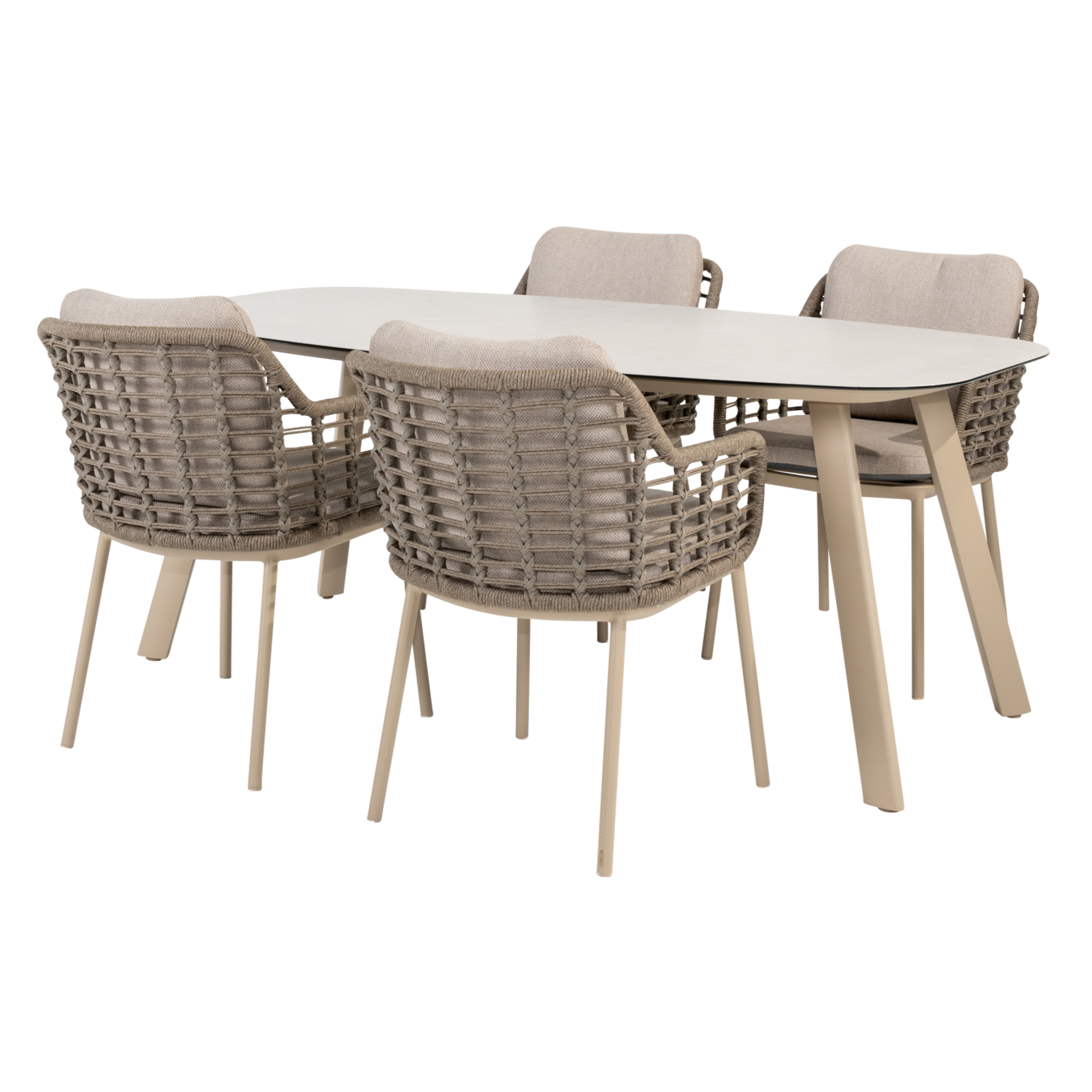 4 Seasons Outdoor Manolo Puglia dining tuinset 180x95xH75 cm 5 delig keramiek latte Taste 4SO
