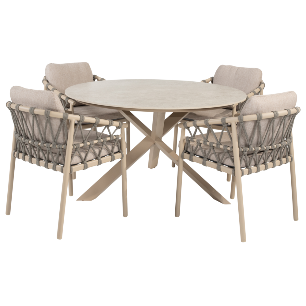 4 Seasons Outdoor Prado Piacenza dining tuinset 130xH75 cm 5 delig keramiek latte Taste 4SO