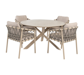 4 Seasons Outdoor Prado Piacenza dining tuinset 130xH75 cm 5 delig keramiek latte Taste 4SO