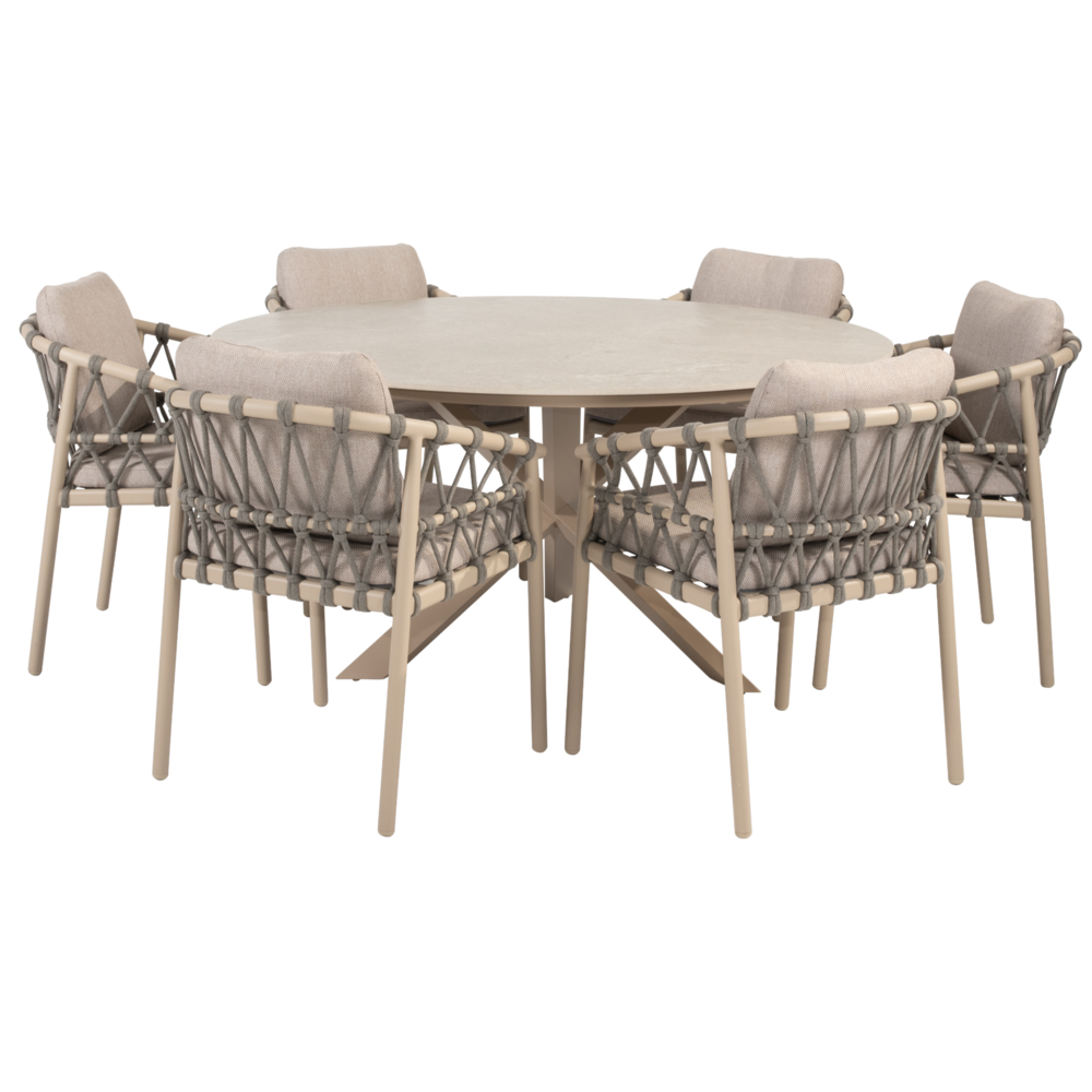 4 Seasons Outdoor Prado Piacenza dining tuinset 160xH75 cm 7 delig keramiek latte Taste 4SO
