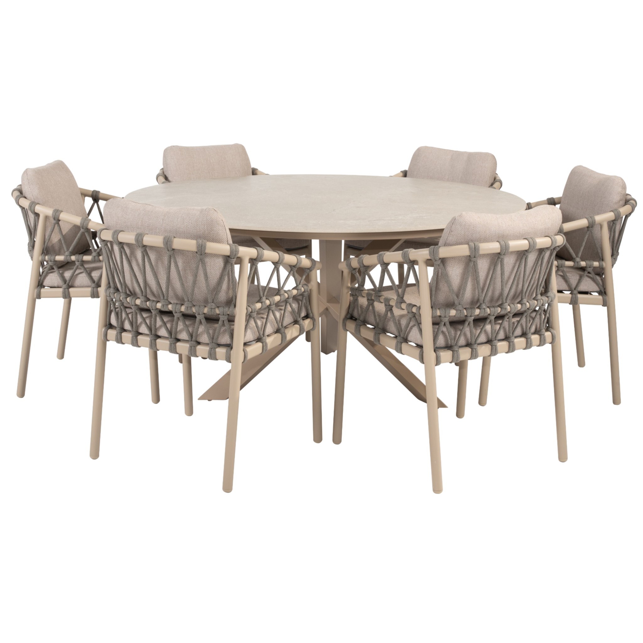 4 Seasons Outdoor Prado Piacenza dining tuinset 160xH75 cm 7 delig keramiek latte Taste 4SO