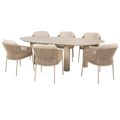 4 Seasons Outdoor Estate Florence dining tuinset 240x105xH75 cm 7 delig keramiek latte Taste 4SO 4 Seasons Outdoor Estate Florence dining tuinset 240x105xH75 cm 7 delig keramiek latte Taste 4SO