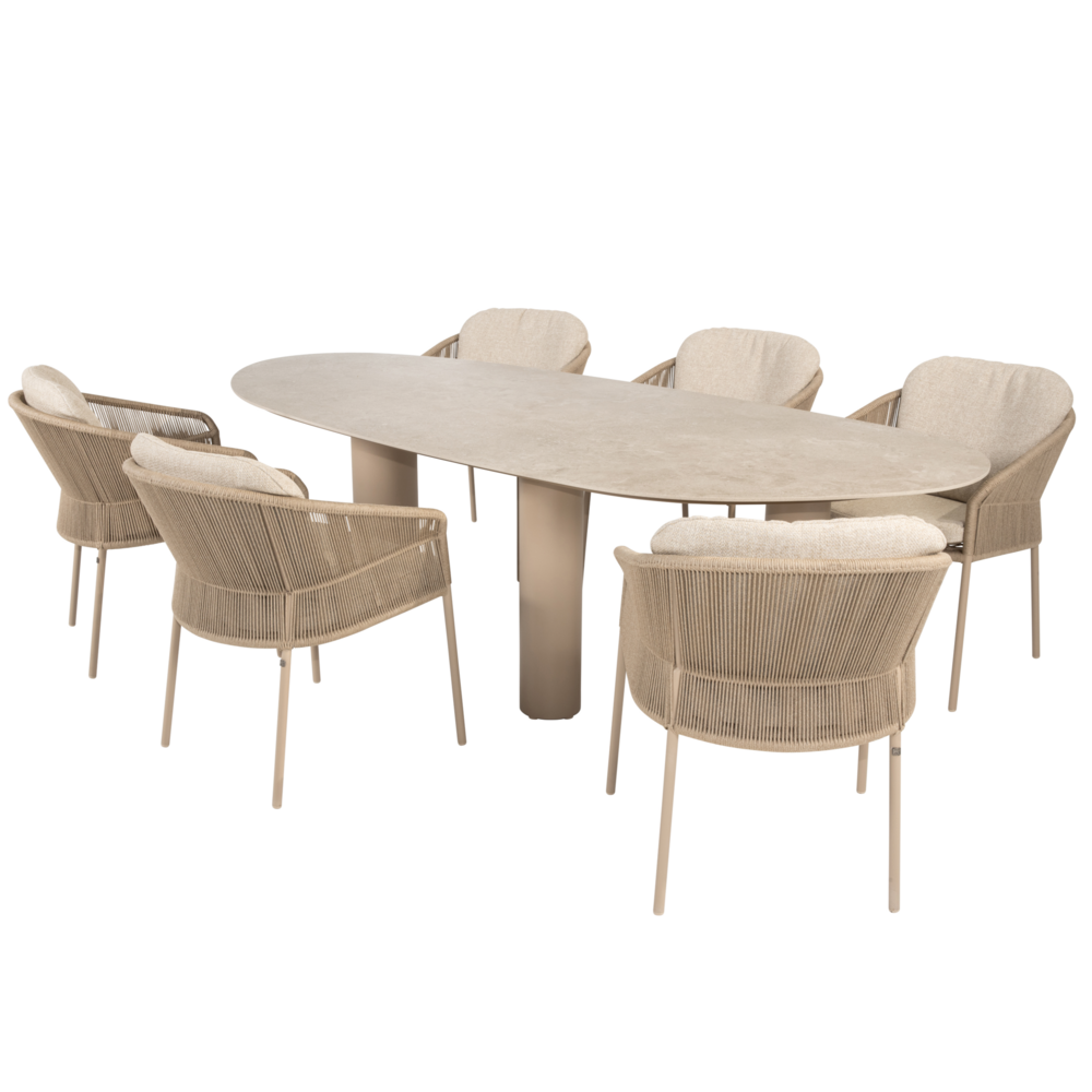 4 Seasons Outdoor Estate Florence dining tuinset 240x105xH75 cm 7 delig keramiek latte Taste 4SO 4 Seasons Outdoor Estate Florence dining tuinset 240x105xH75 cm 7 delig keramiek latte Taste 4SO