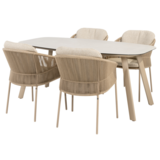 4 Seasons Outdoor Manolo Florence dining tuinset 180x95xH75 cm 5 delig keramiek latte Taste 4SO