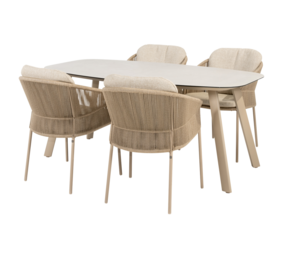 4 Seasons Outdoor Manolo Florence dining tuinset 180x95xH75 cm 5 delig keramiek latte Taste 4SO