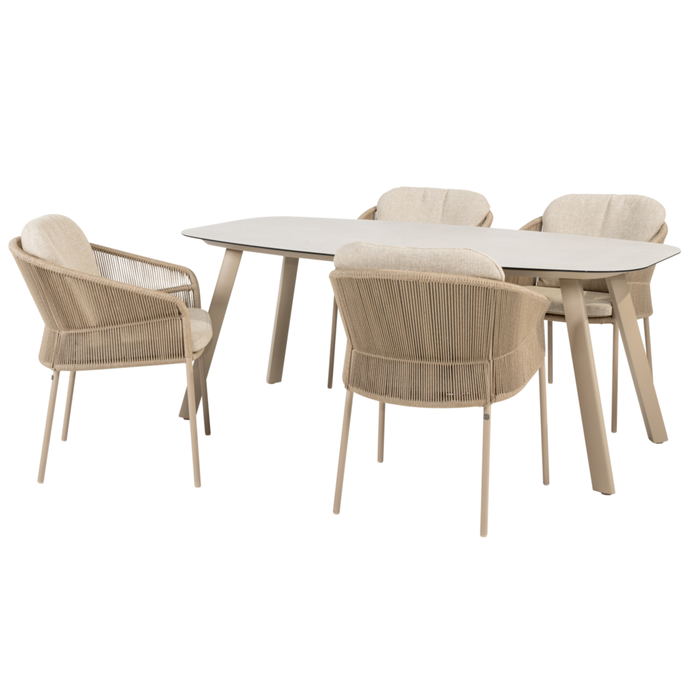 4 Seasons Outdoor Manolo Florence dining tuinset 180x95xH75 cm 5 delig keramiek latte Taste 4SO