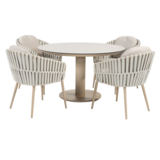 4 Seasons Outdoor Sarah Eva dining tuinset 120xH75 cm rond keramiek latte Taste 4SO