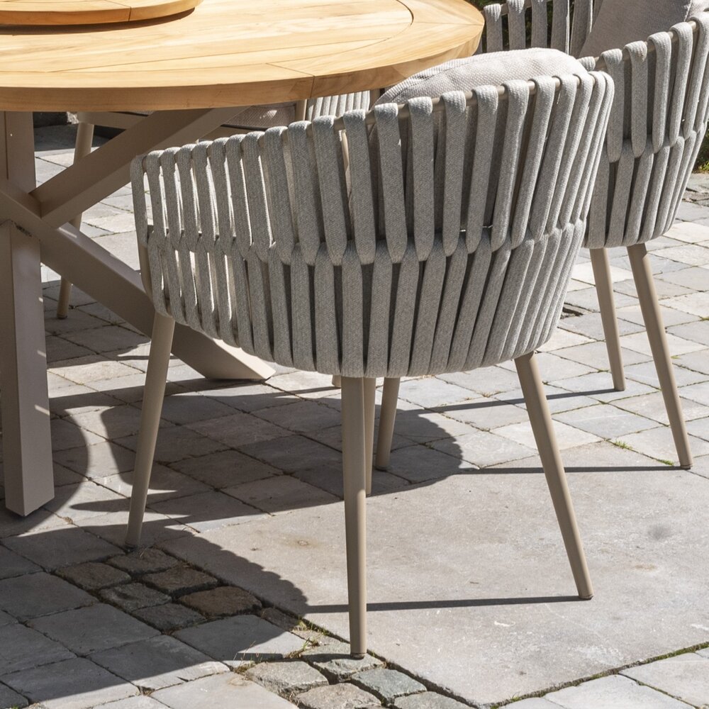 4 Seasons Outdoor Sarah Eva dining tuinset 120xH75 cm rond keramiek latte Taste 4SO