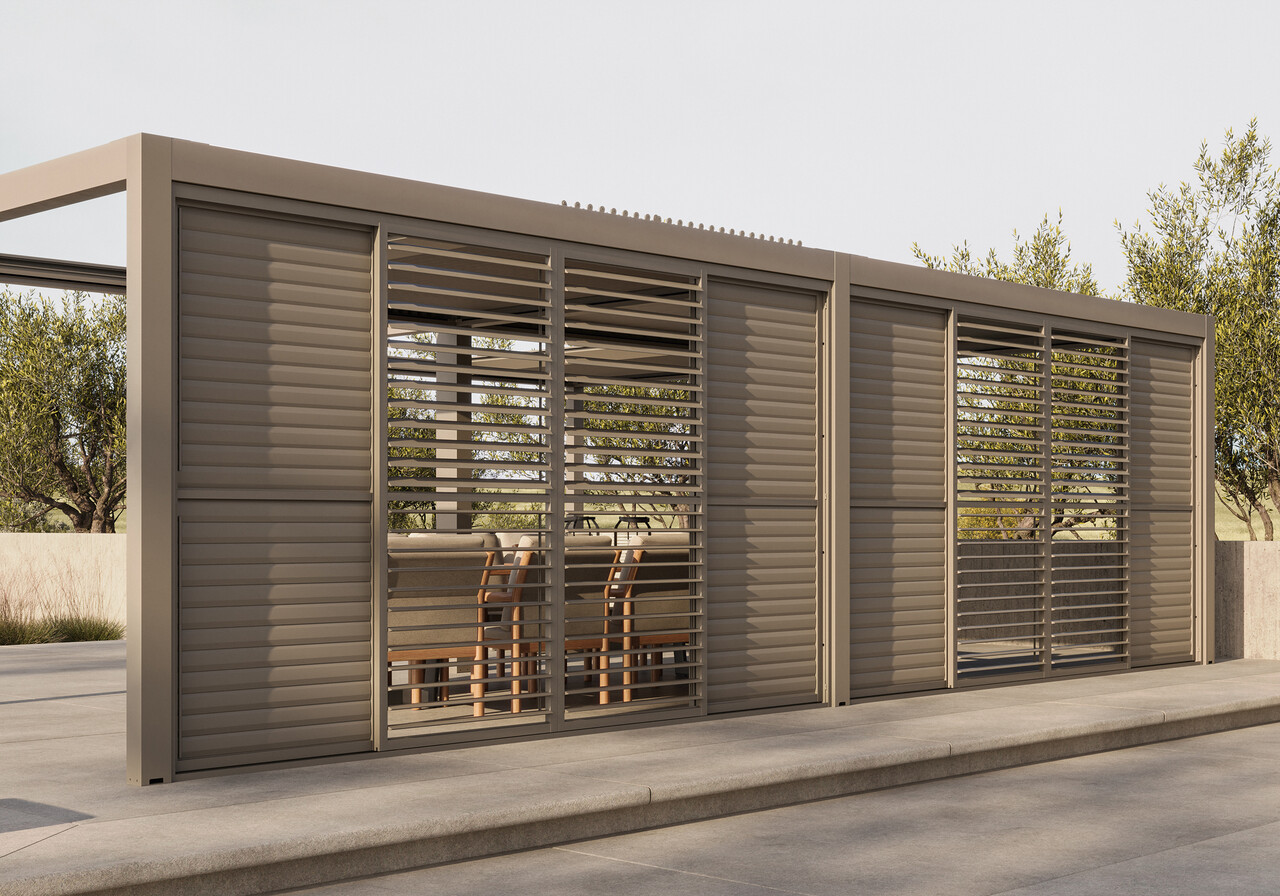 SUNS SUNS Luxe Gazebo overkapping manuele shutters camel sand