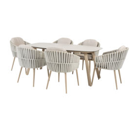 4 Seasons Outdoor Manolo Eva dining tuinset 180x95xH75 cm 7 delig keramiek latte Taste 4SO