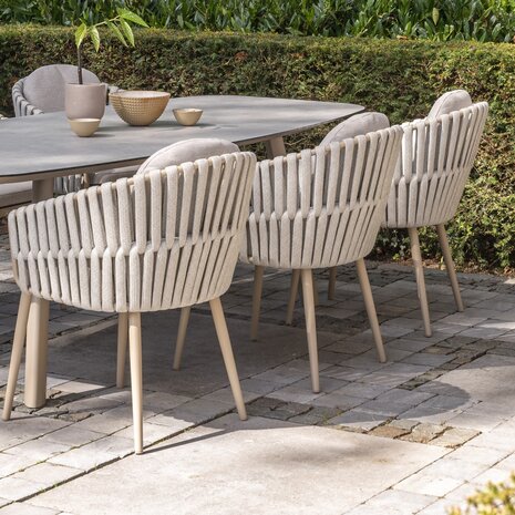 4 Seasons Outdoor Denia Eva dining tuinset 240x105xH75 cm 7 delig keramiek latte Taste 4SO