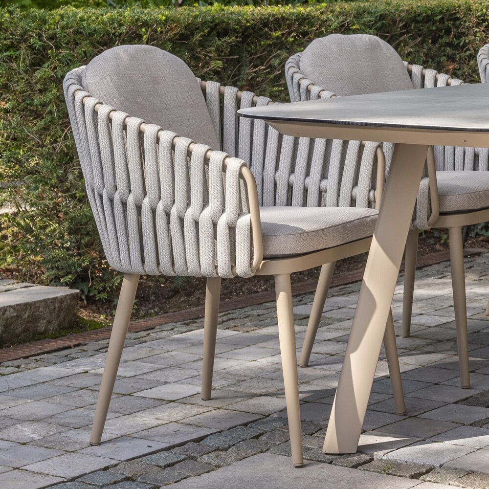 4 Seasons Outdoor Manolo Eva dining tuinset 180x95xH75 cm 7 delig keramiek latte Taste 4SO