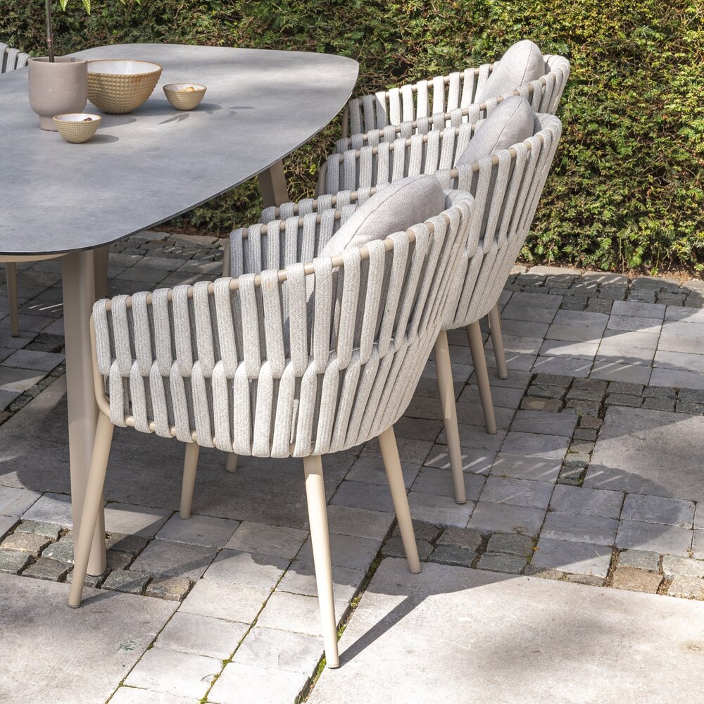 4 Seasons Outdoor Manolo Eva dining tuinset 180x95xH75 cm 7 delig keramiek latte Taste 4SO